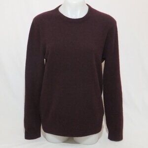 Quince Sweater Womens Large Dark Maroon Red 100% Cashmere Crew Neck *Mended*